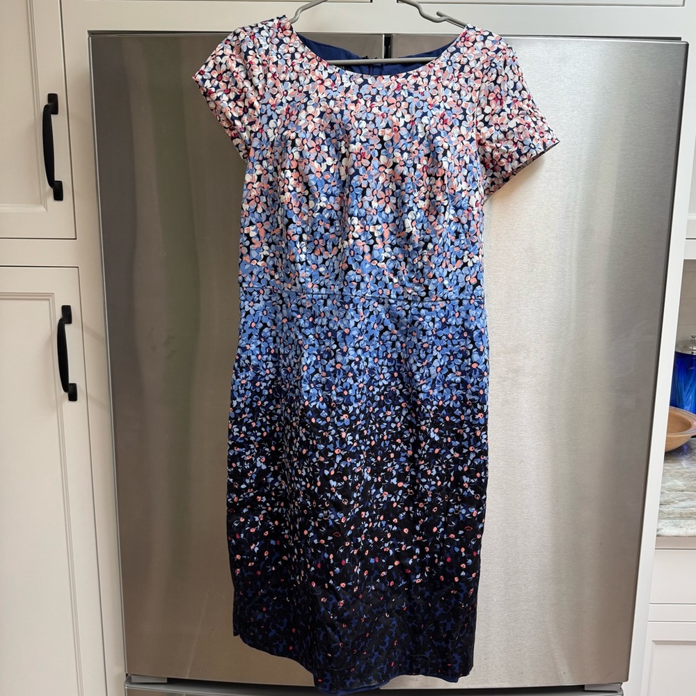 EUC! Talbots Blue and Pink Floral Dress Sz 8, smoke free home!